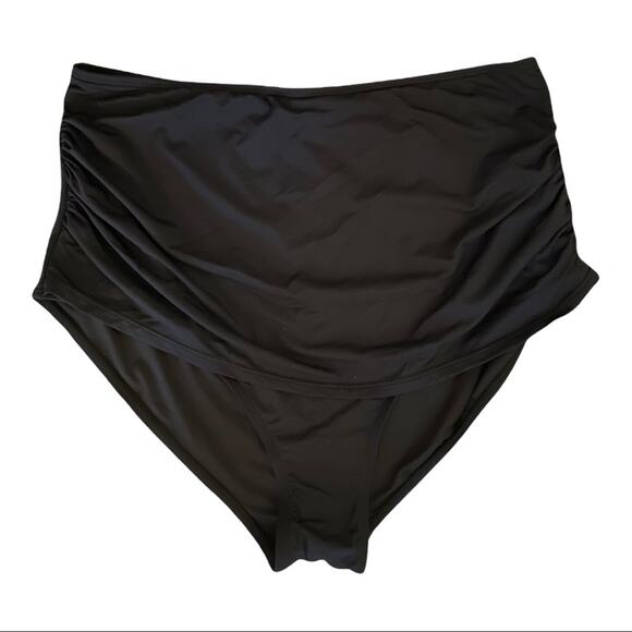 Shekini Black Ruched High Waisted Bikini Bottom X-Large NEW - Picture 1 of 2